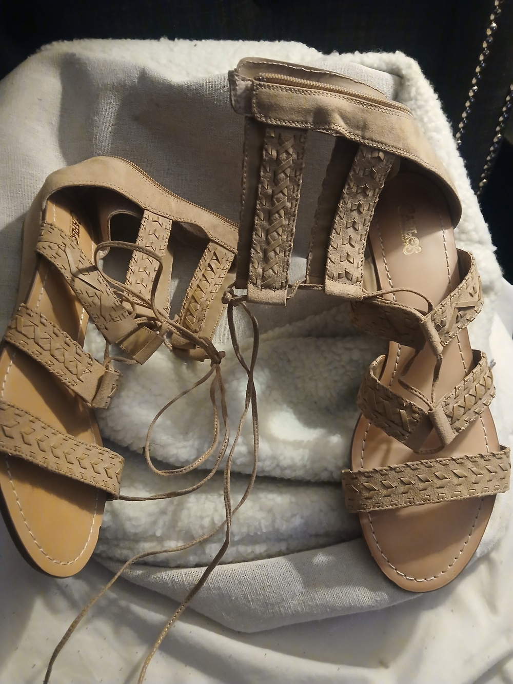 Womenās Strappy Braided Sandals - Tan